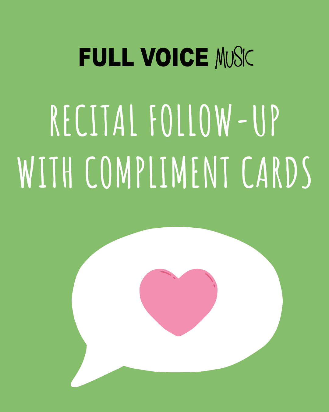 Recital follow up and compliment cards with a big heart picture
