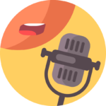 illustration of a mouth and a podcast microphone
