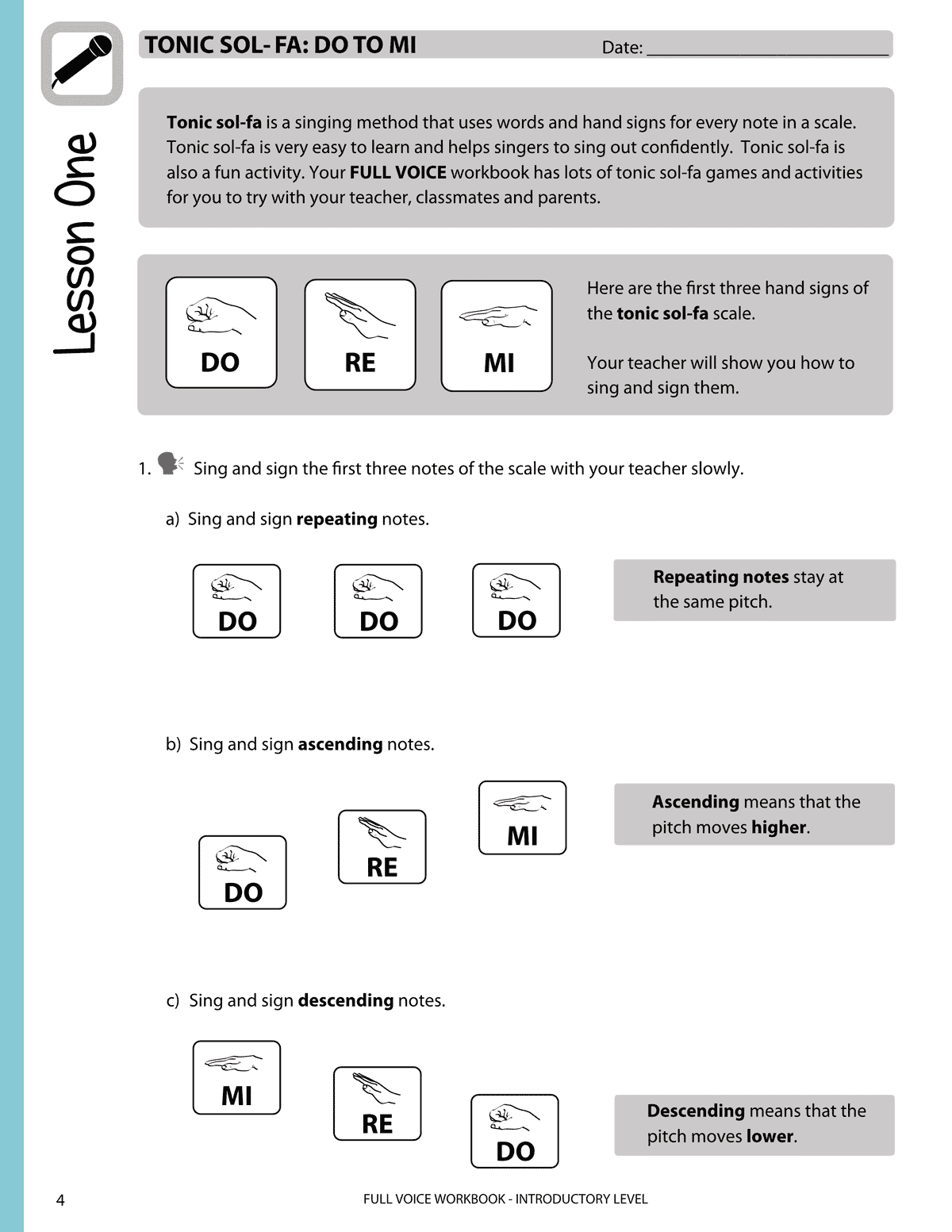 FULL VOICE Student Workbook Sample Lessons