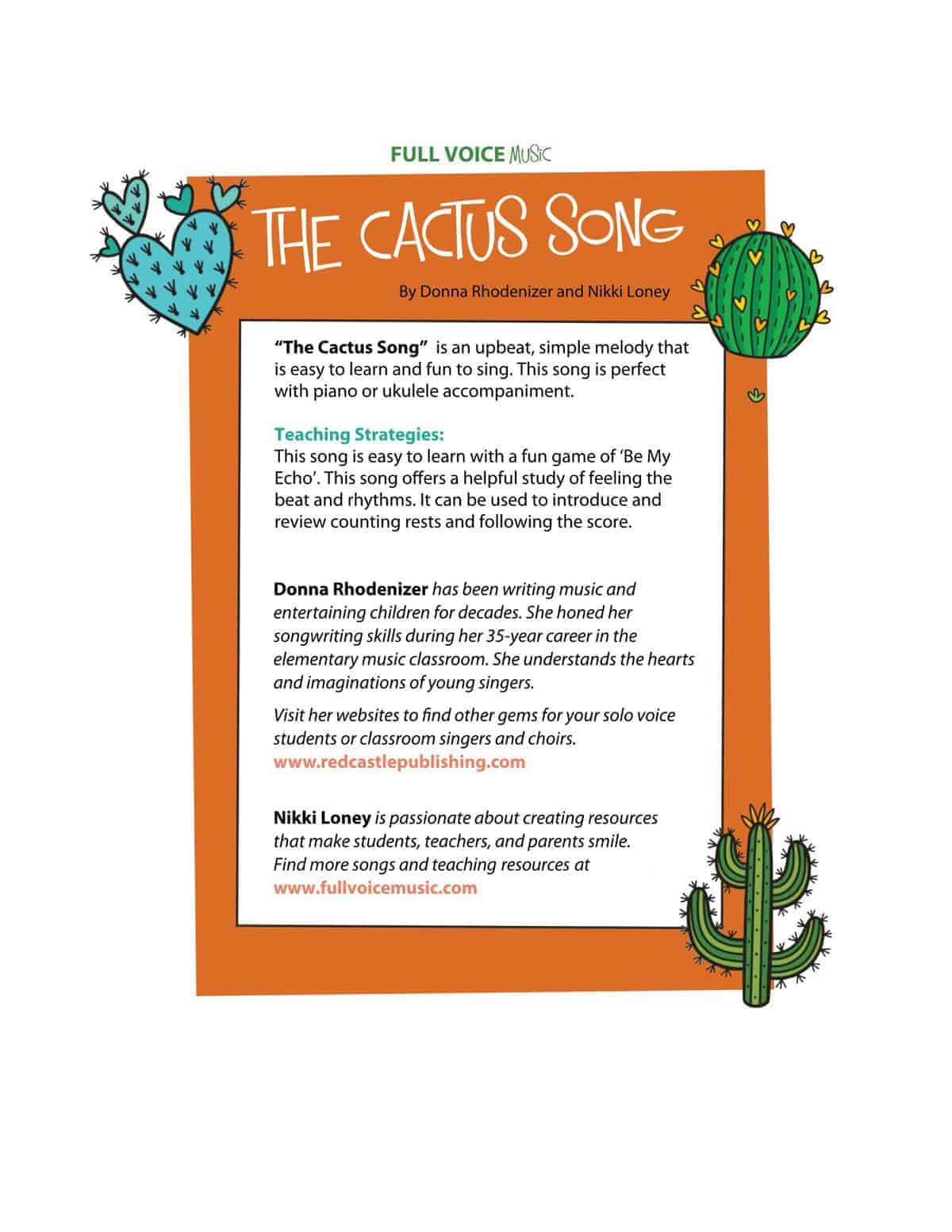 The Cactus Song By Donna Rhodenizer / Loney