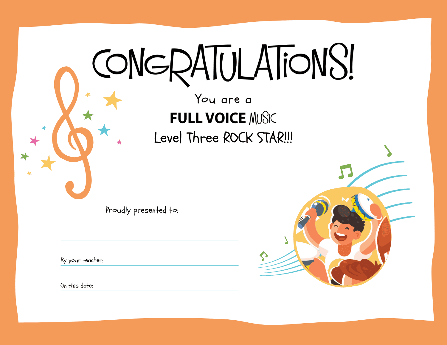 FULL VOICE Workbook Completion Certificates