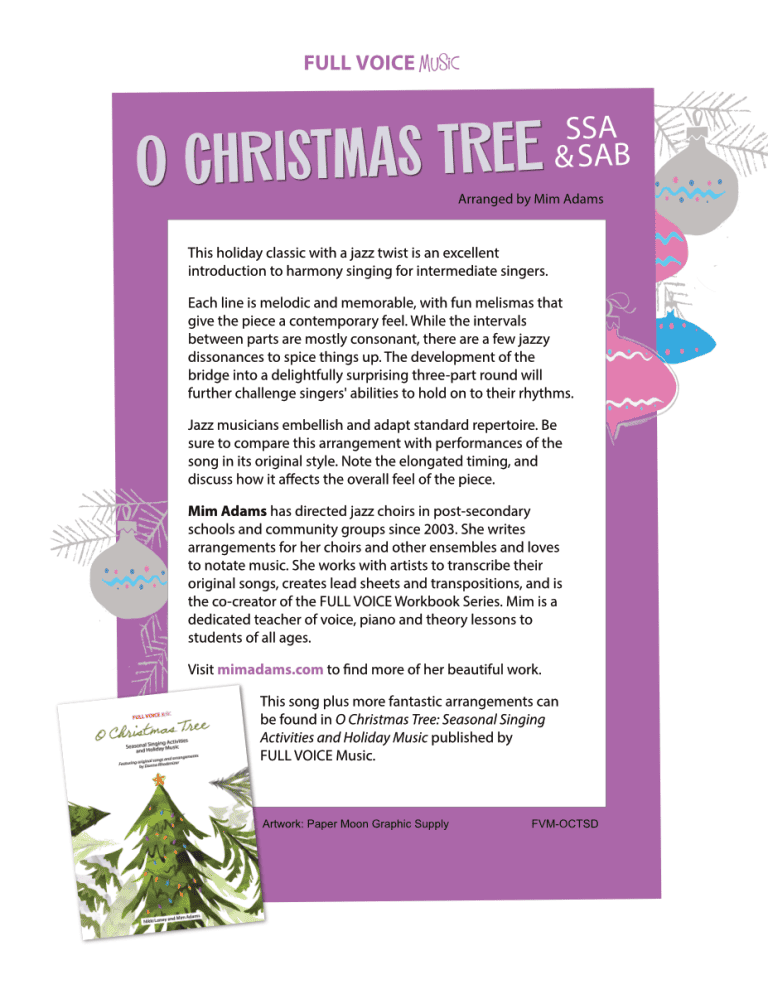 O Christmas Tree (SSA/SAB) by Mim Adams